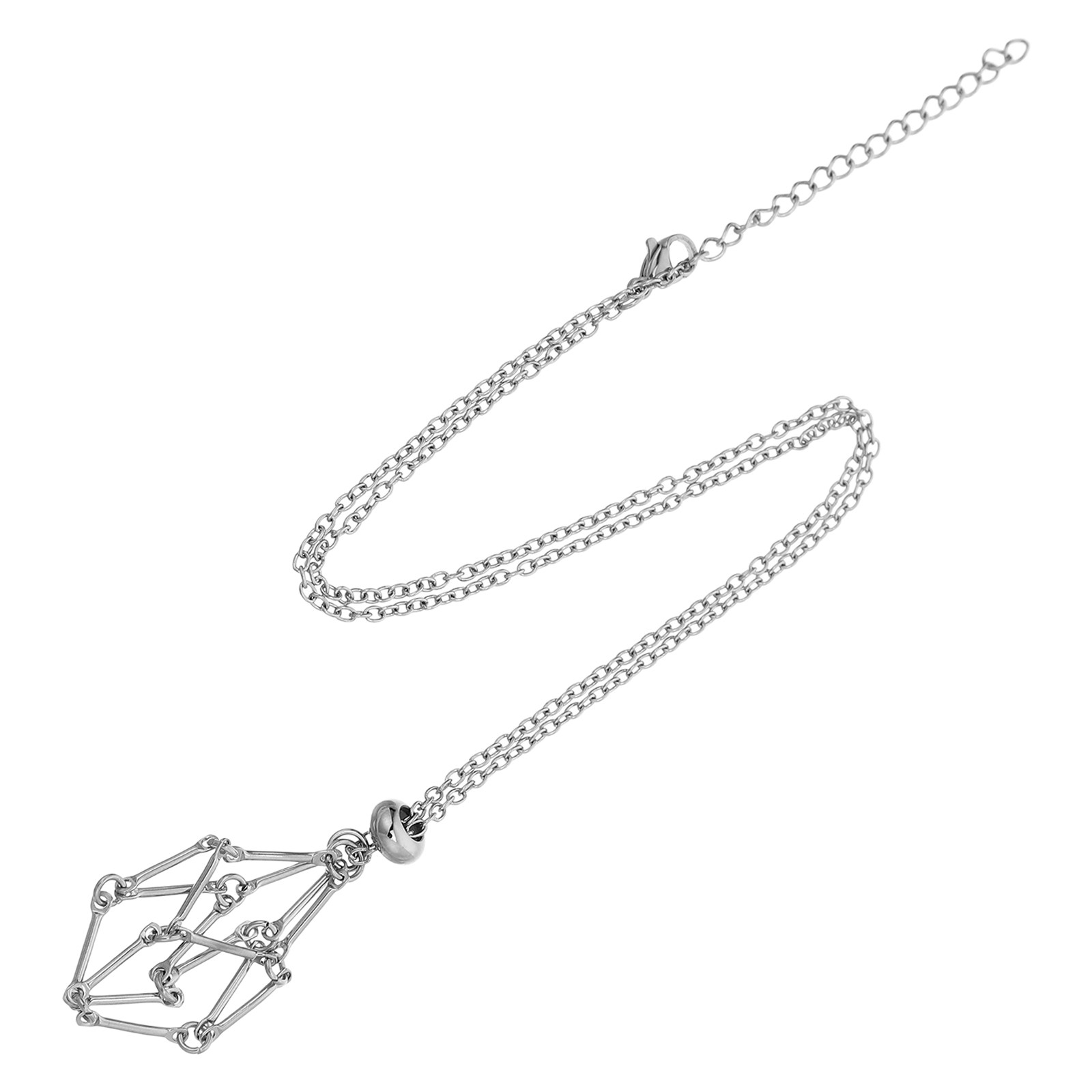 Crystal Pendant Necklace Natural Stone - قلادة قفص كريستال من الفولاذ المقاوم