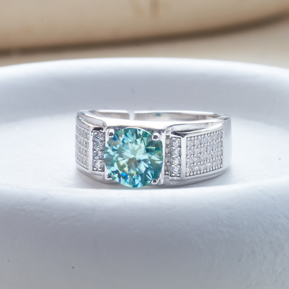 Moissanite Engagement Ring 1 Carat - خاتم مويسانيتي من الفضة الإسترلينية للرجال