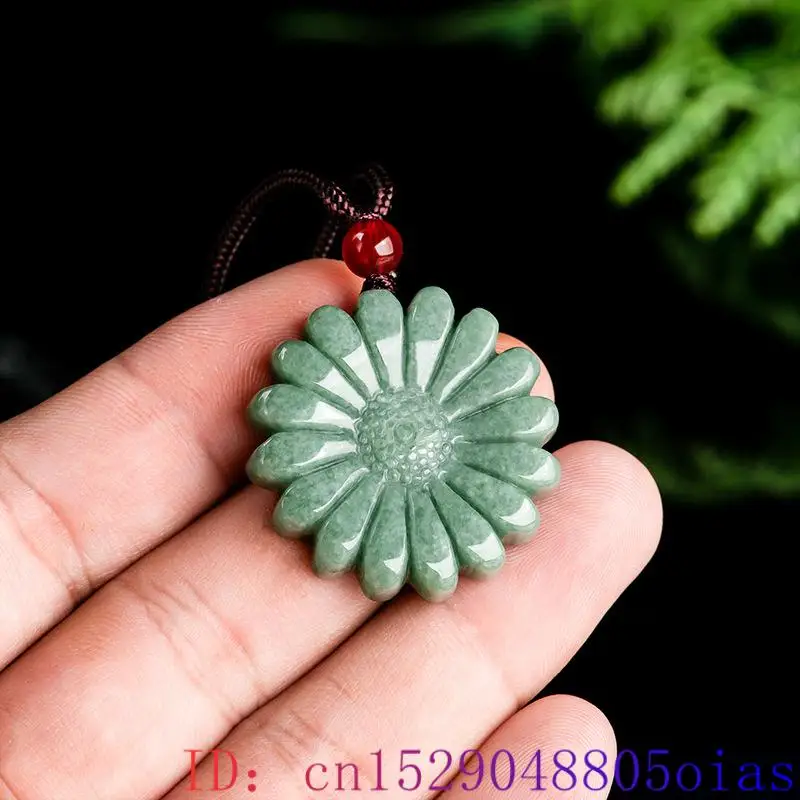 Necklaces - الأخضر الجاديت عباد الشمس قلادة قلادة