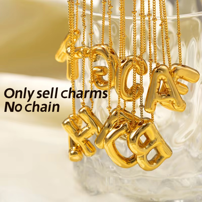 Initial Letter Necklace 18K Gold - كارليدانا-قلادات فقاعية من الفولاذ المقاوم للصدأ