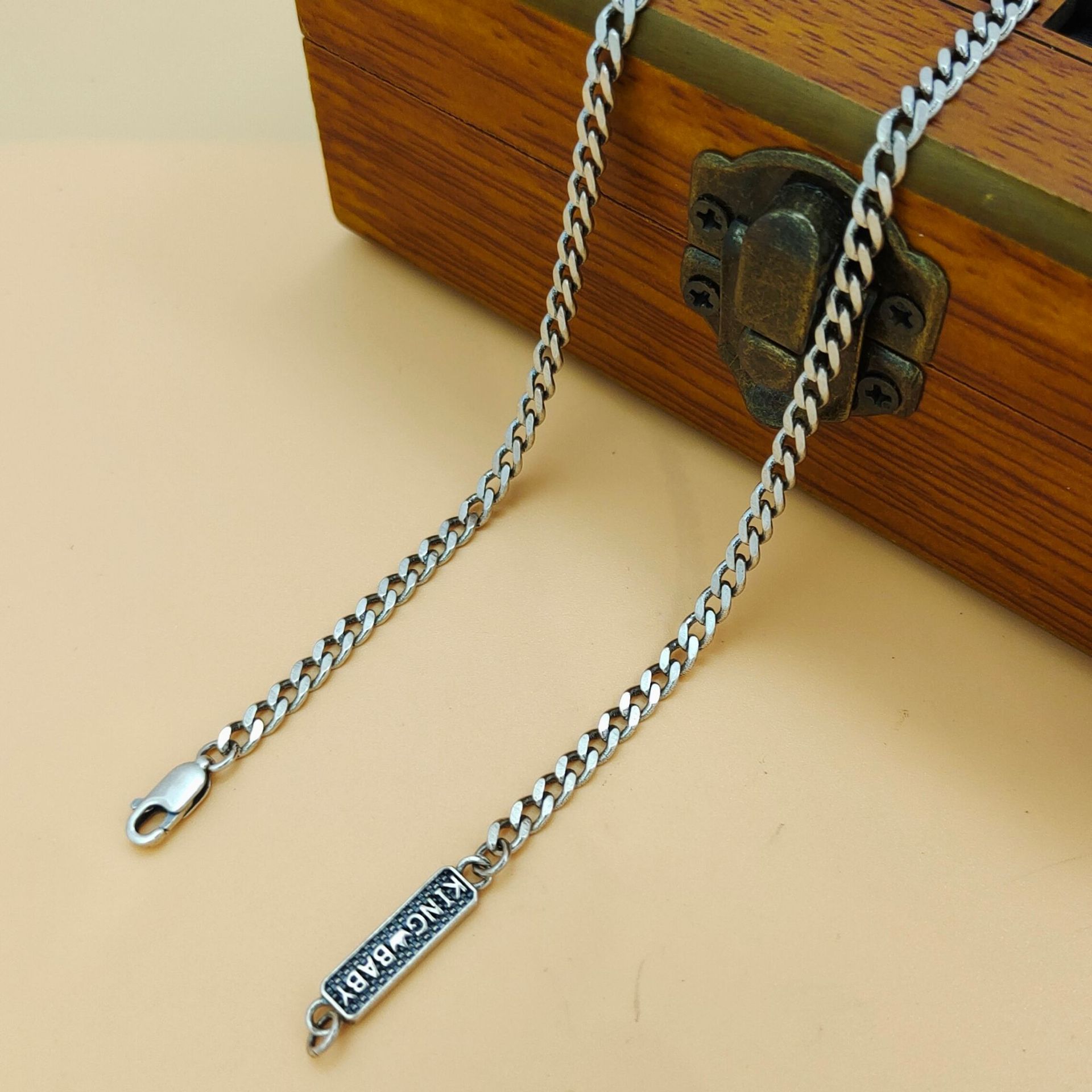 925 Sterling Silver Chain Necklace Men - سلسلة قلادة عصرية من الفضة الإسترلينية