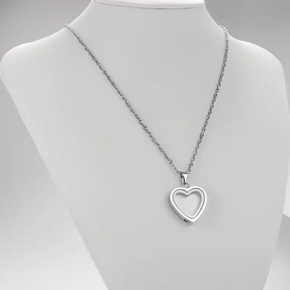 زجاج القلب مجوهرات جنائزية قلا - مراجعة Heart Locket Necklace Photo وسعره