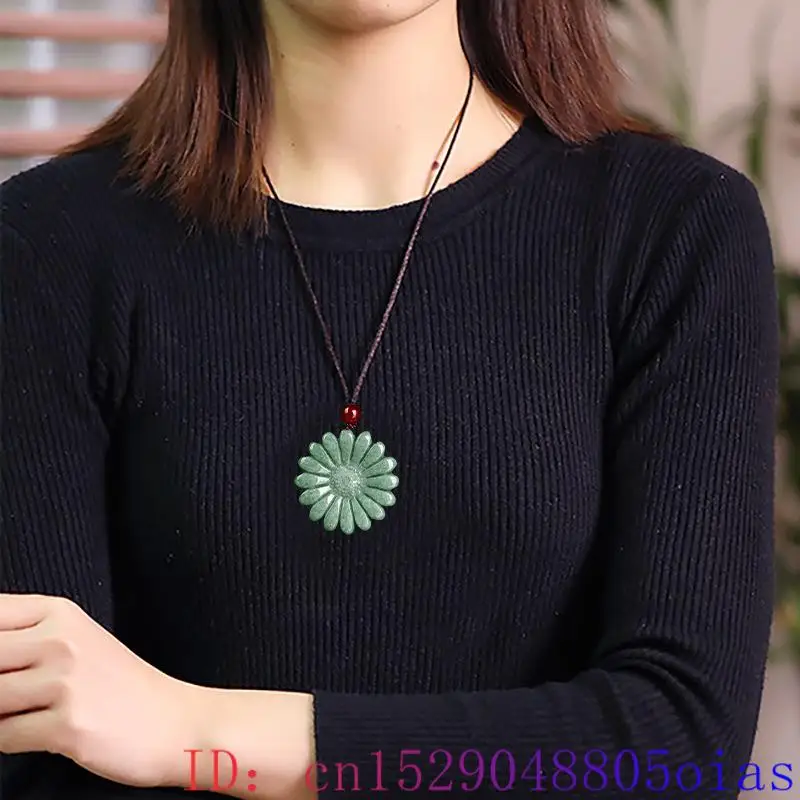 الأخضر الجاديت عباد الشمس قلاد - مراجعة Necklaces وسعره