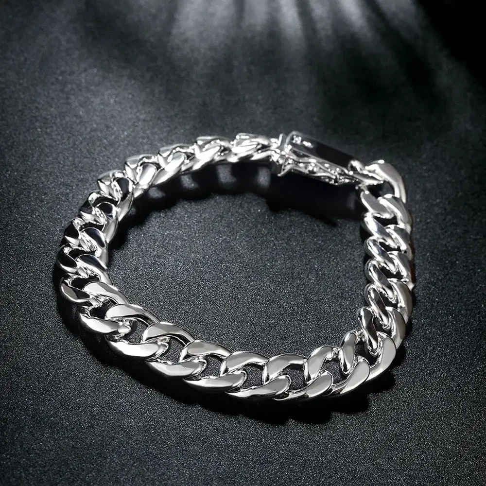 925 فضة 10 مللي متر الصلبة الث - مراجعة 925 Sterling Silver Chain Necklace Men وسعره