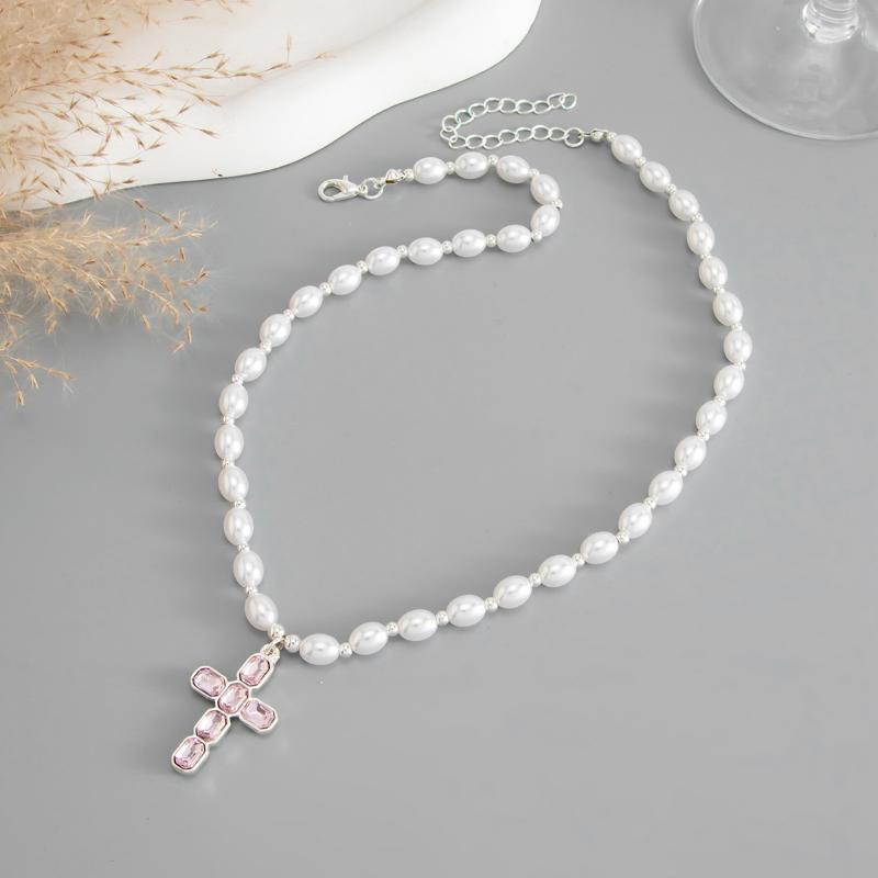 قلادة مخصصة على شكل صليب مرصع  - مراجعة Pearl Choker Necklace Vintage وسعره